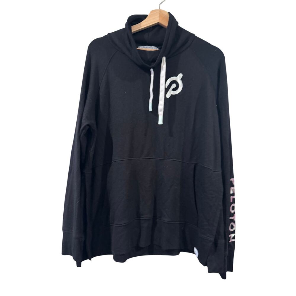 Peloton Hoodie Sweatshirt Blck Silver size Large